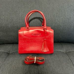 Elle red purse with crossbody strap